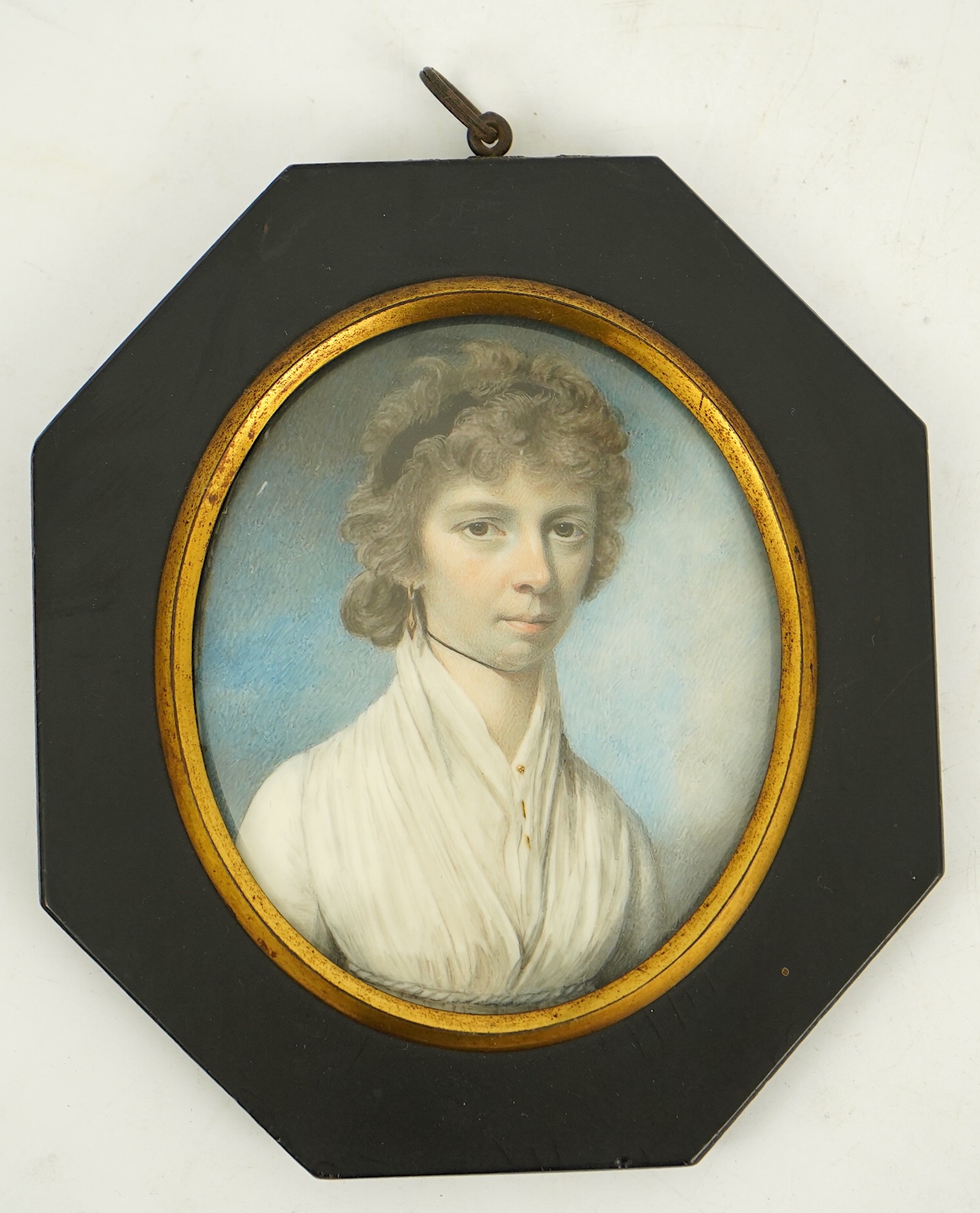 John Hazlitt (British, 1767-1837) , Portrait miniatures of five family members, watercolour on ivory (5), 8 x 6.5cm CITES Submission reference 92DPS9ES